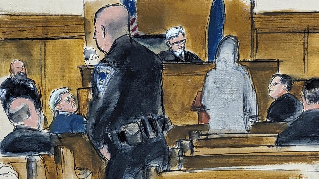 A sketch of the courtroom