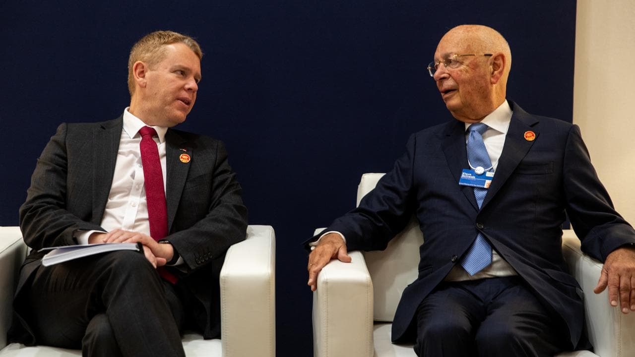 Chris Hipkins(left) and Klaus Schwab (file image)