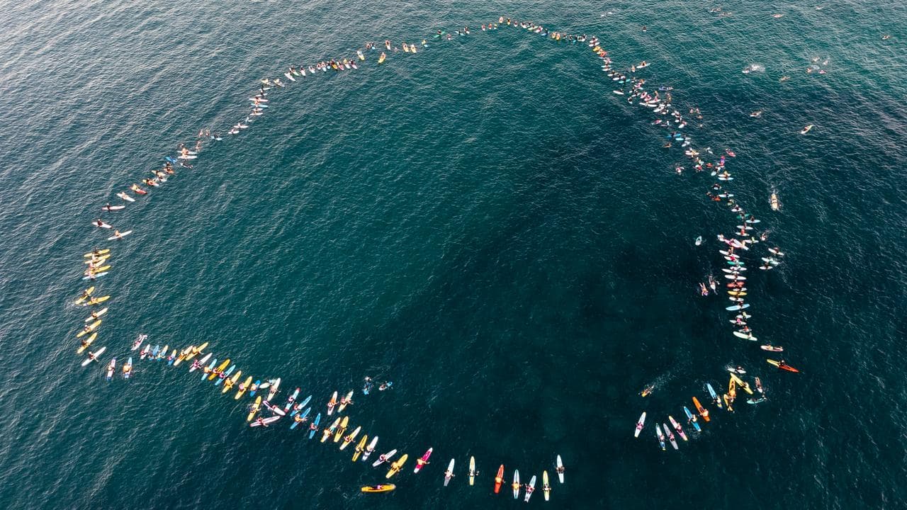 A paddle-out in memory of those affected by the Bondi massacre