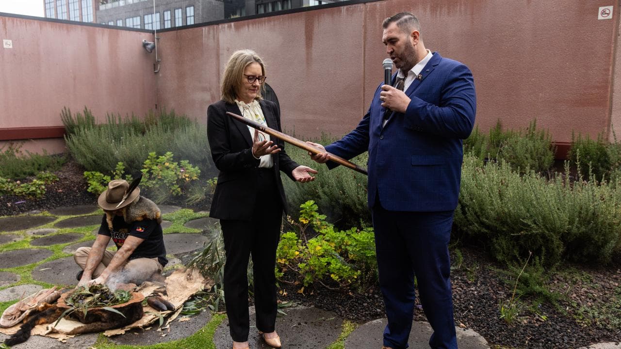 Victorian Premier Jacinta Allan gets a message stick