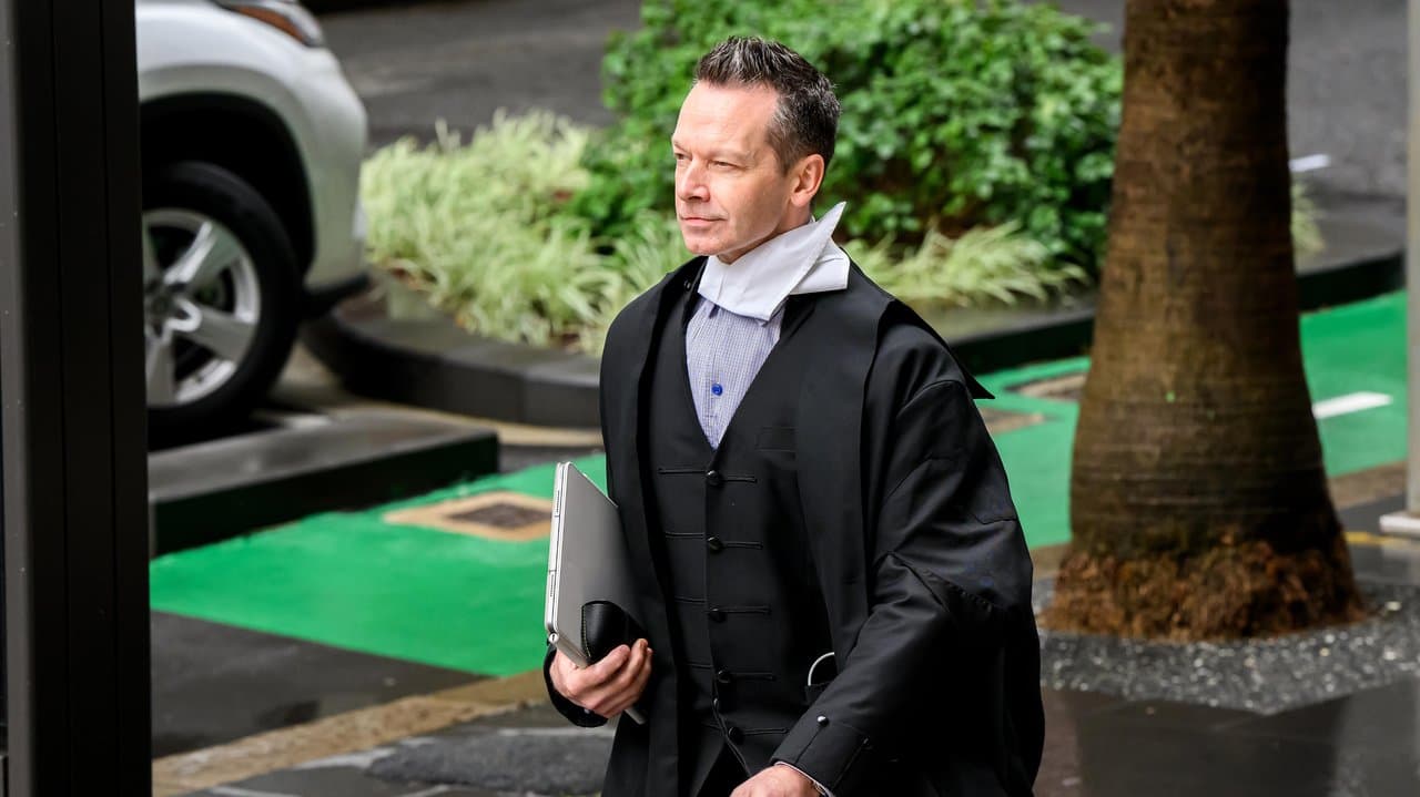 Dr Matthew Collins KC arrives at the Federal Court