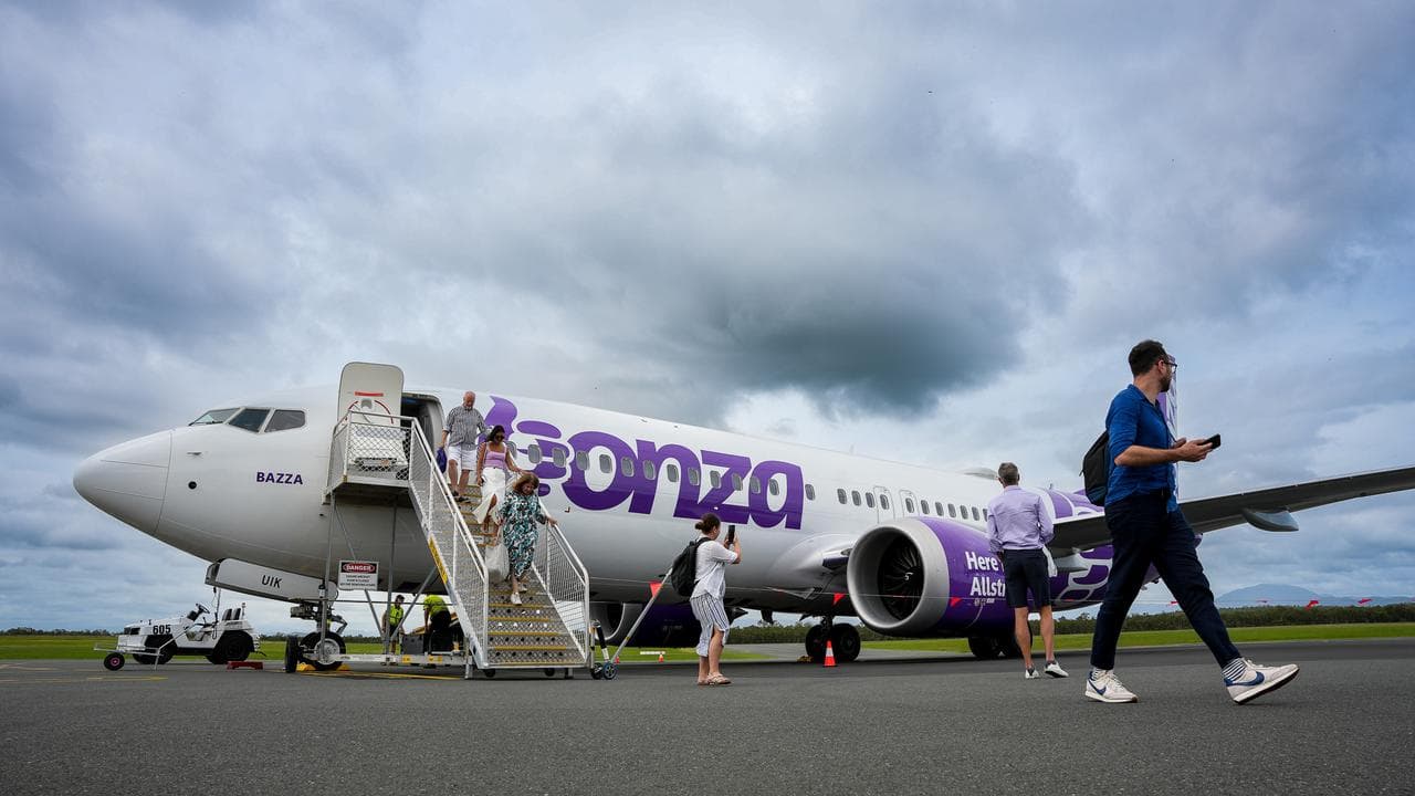 A Bonza plane on the Sunshine Coast