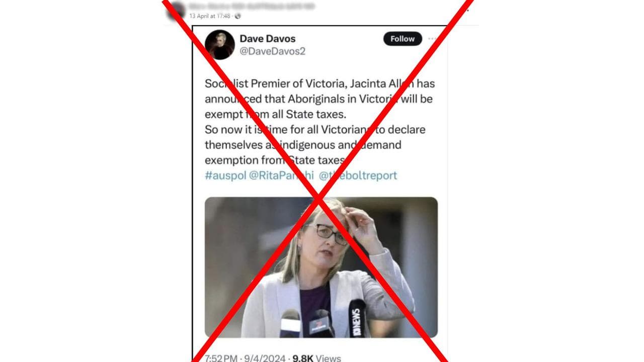 Facebook post of a Jacinta Allen tweet with a red cross through it