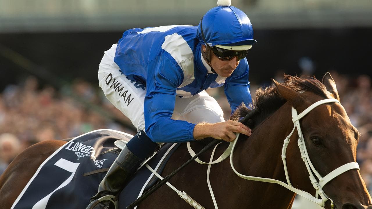 Jockey Hugh Bowman rides Winx to victory at Sydney's Royal Randwick