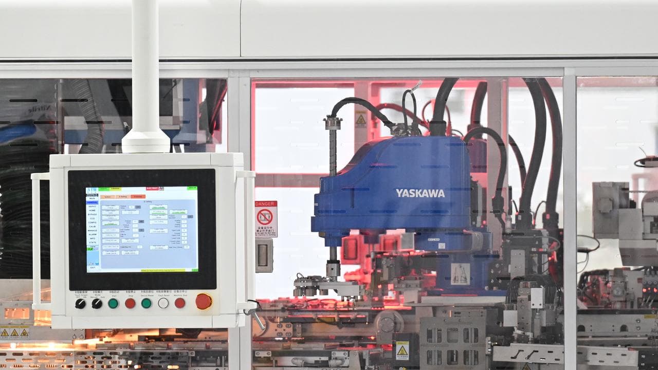 A solar cell manufacturing robot at Sundrive in Sydney.