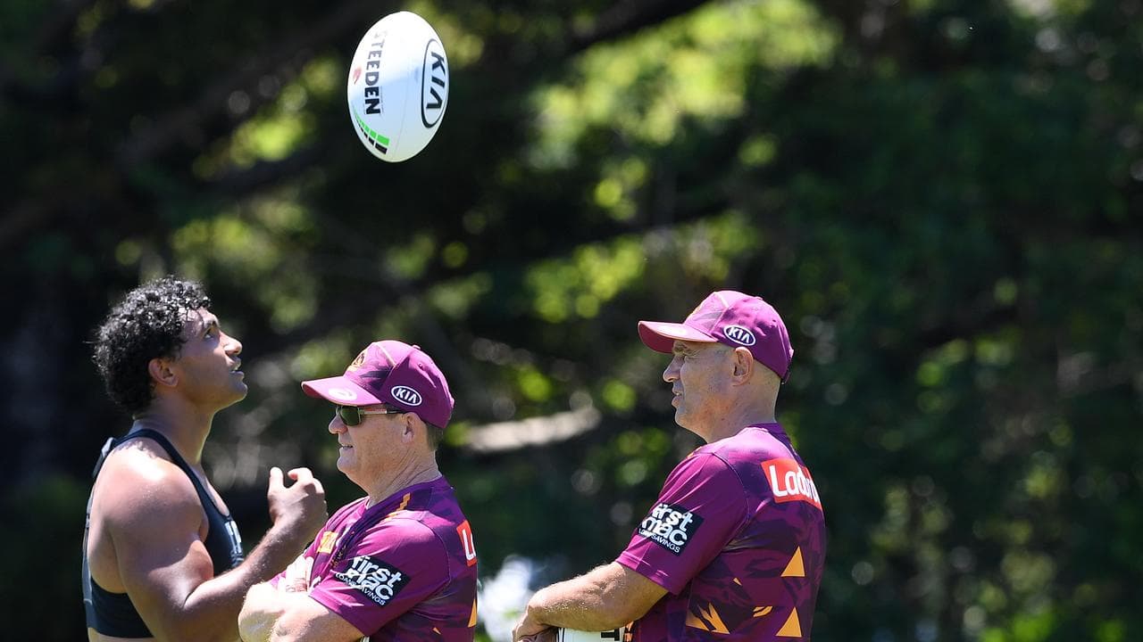 Tevita Pangai Junior at training with the Broncos in 2020. 