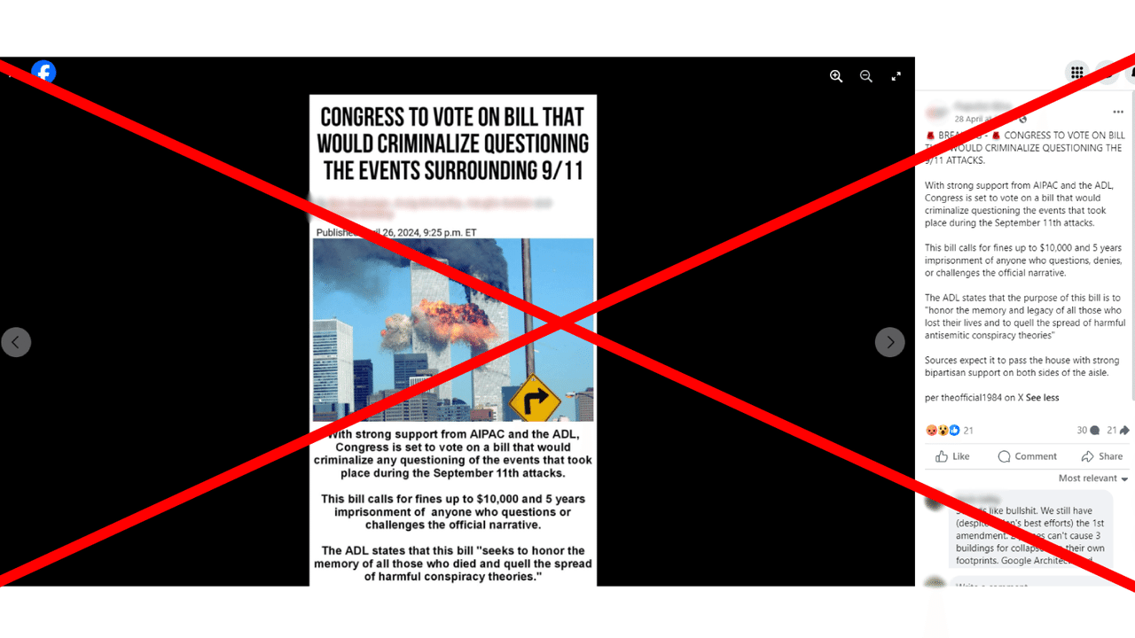 A Facebook post featuring the false claim