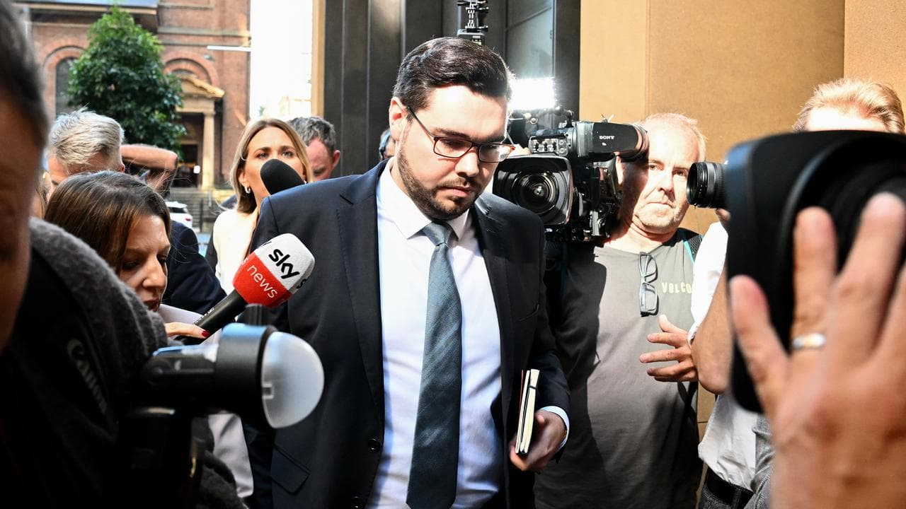 Bruce Lehrmann outside court