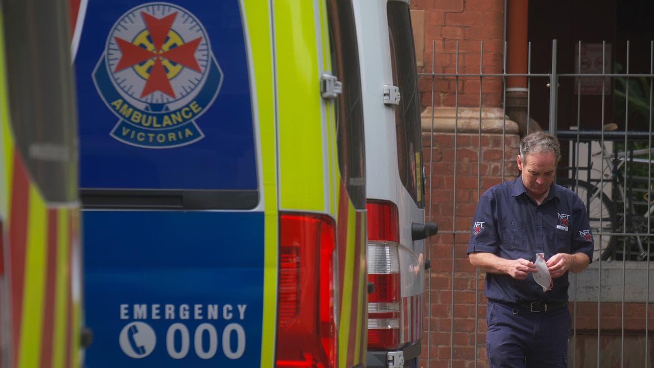 paramedics outside St Vincent hospital in Melbourne