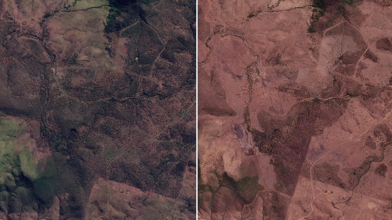 A property at Mt Garnet in Queensland before and after clearing