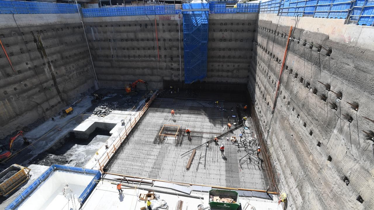 Construction workers at the Roma Street Station in  Brisbane