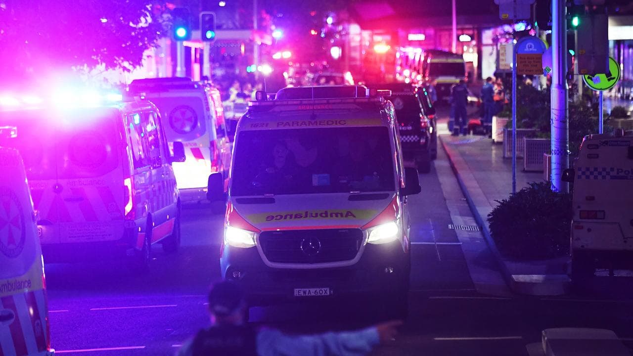 An ambulance after the stabbings inside the Westfield Bondi Junction