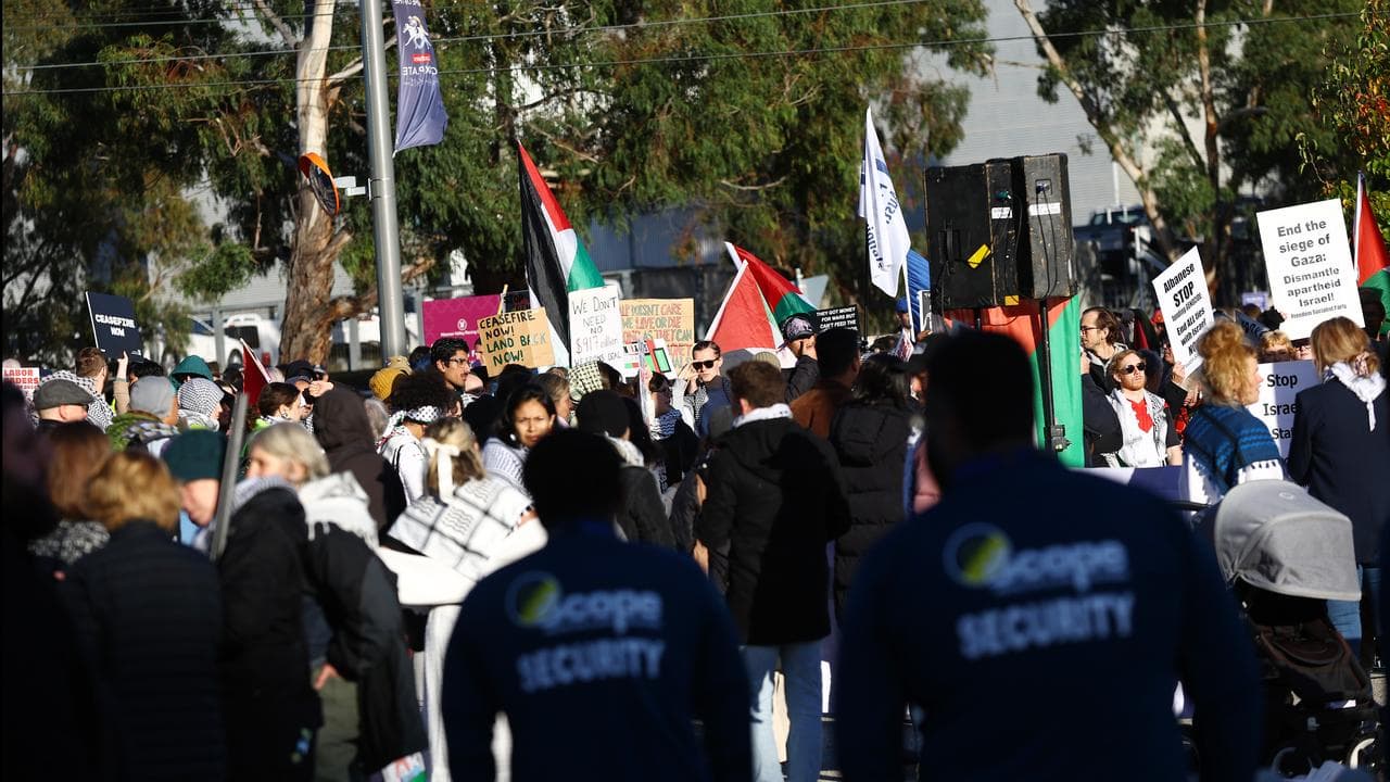 Pro-Palestine rally at Labor state conference