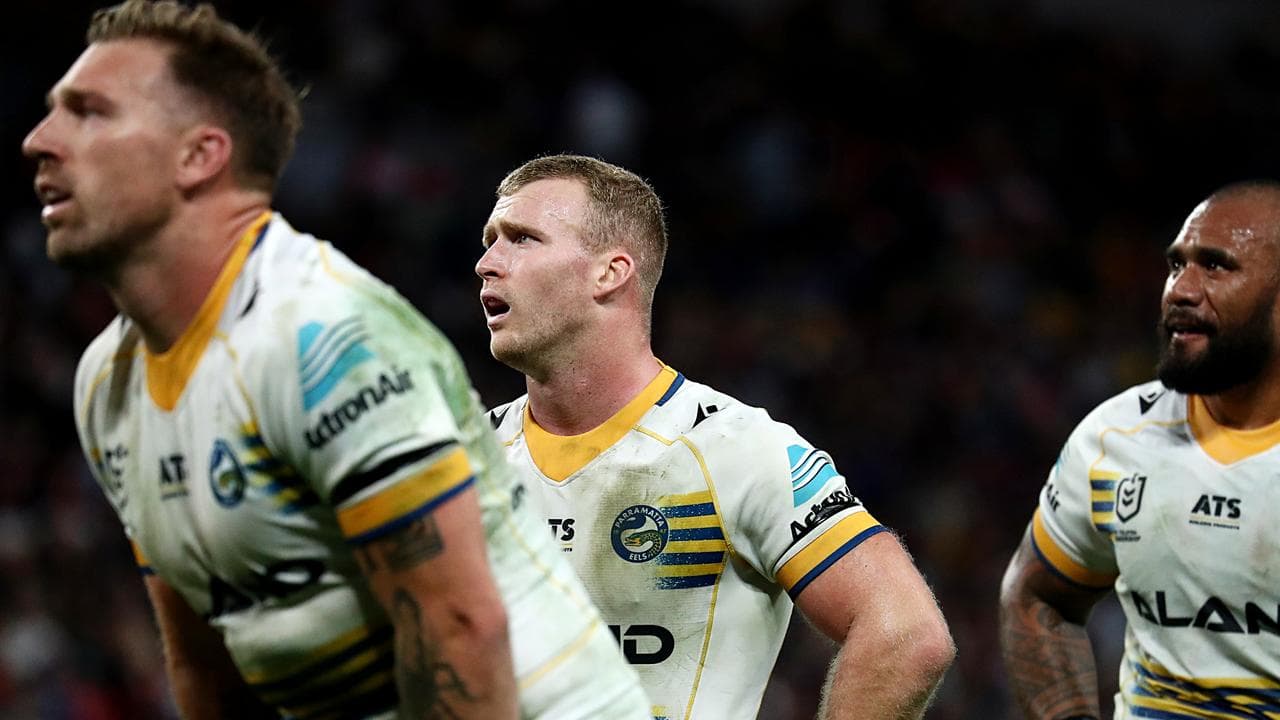 Eels players looking despondent against Melbourne.