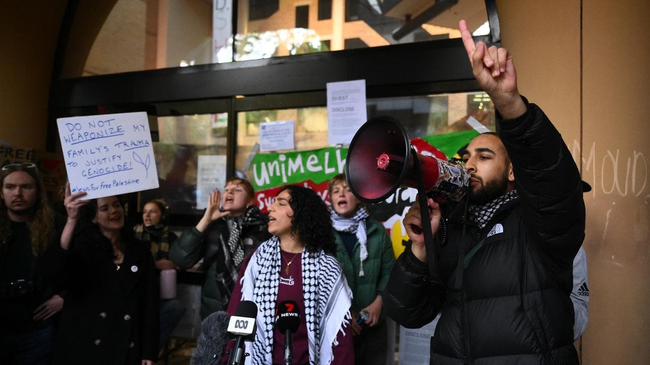 Students chant at a protest (file image)