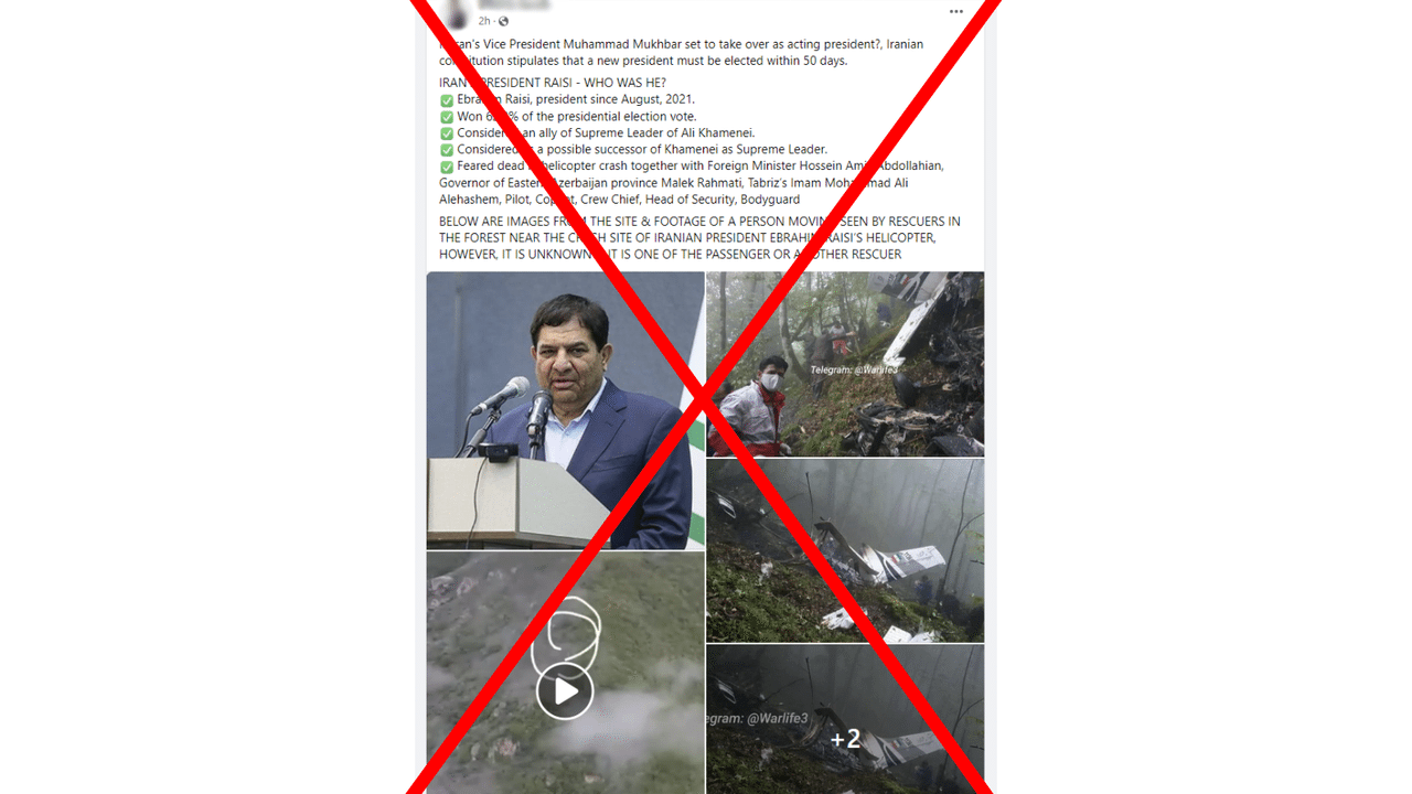 A Facebook post showing the wrong images