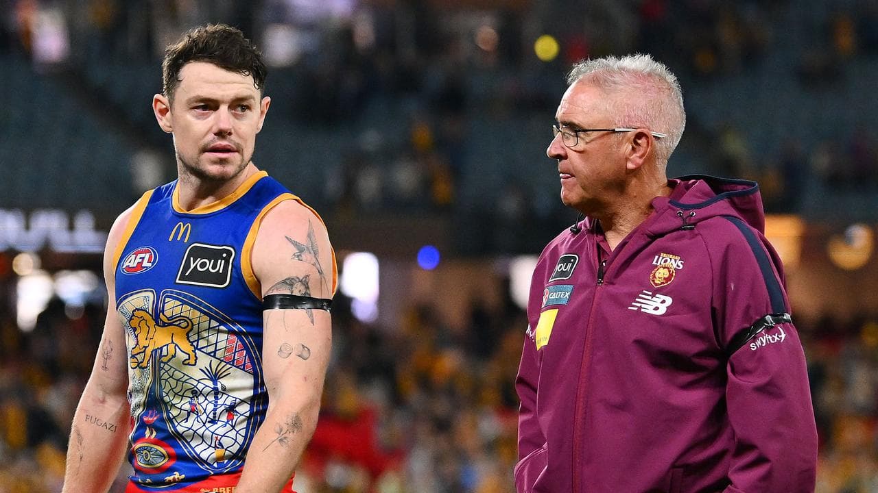 Brisbane Lions' Lachie Neale and head coach Chris Fagan.