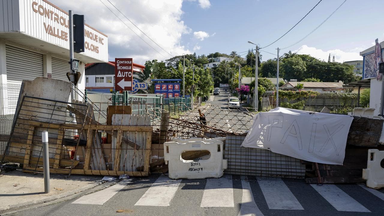 A road block in central Noumea