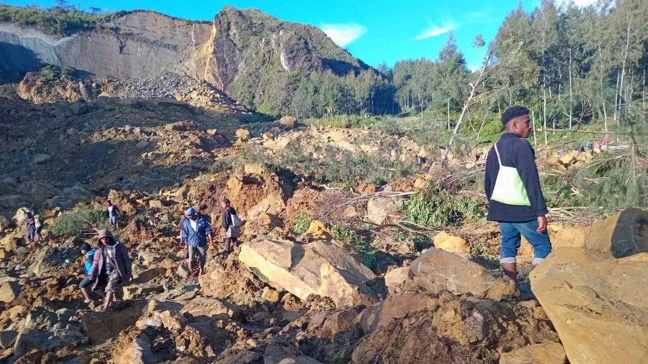 The area where a landslide hit the village of Kaokalam PNG