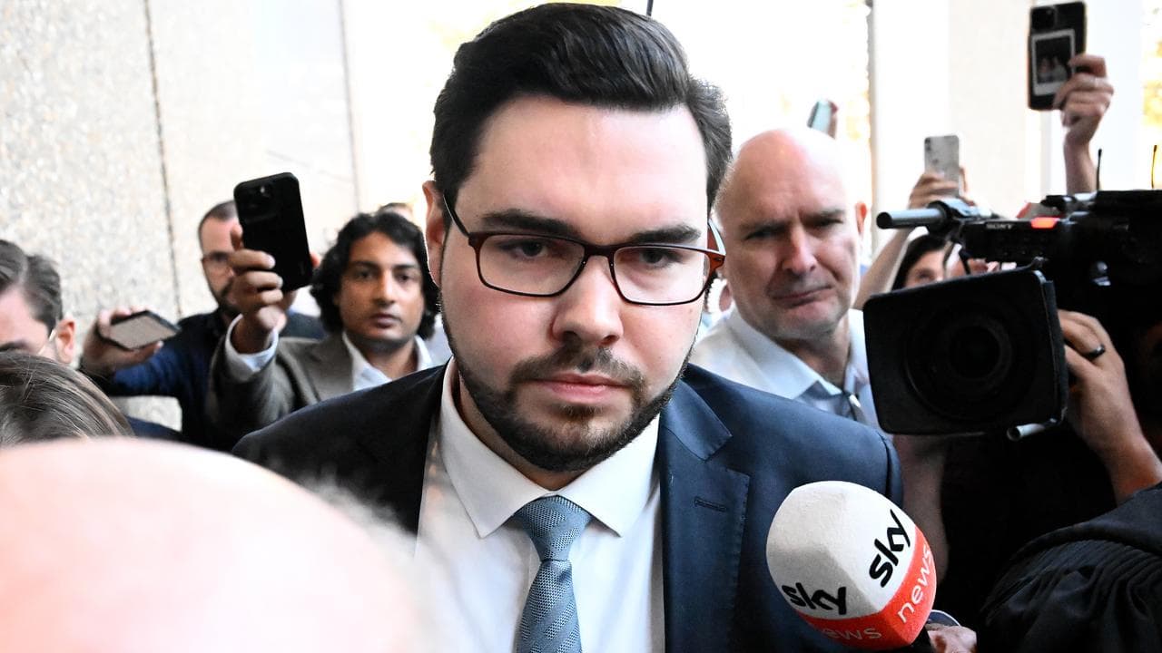 Bruce Lehrmann leaving court.