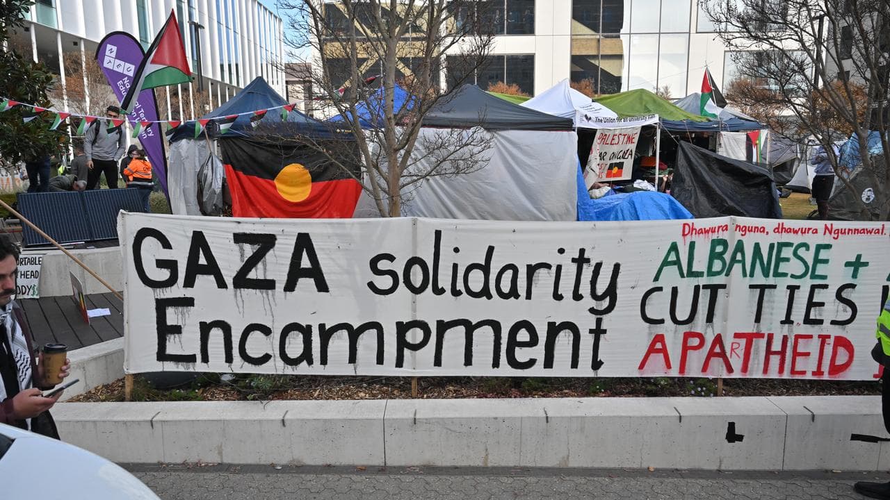 The encampment was located in a main evacuation route for the campus.