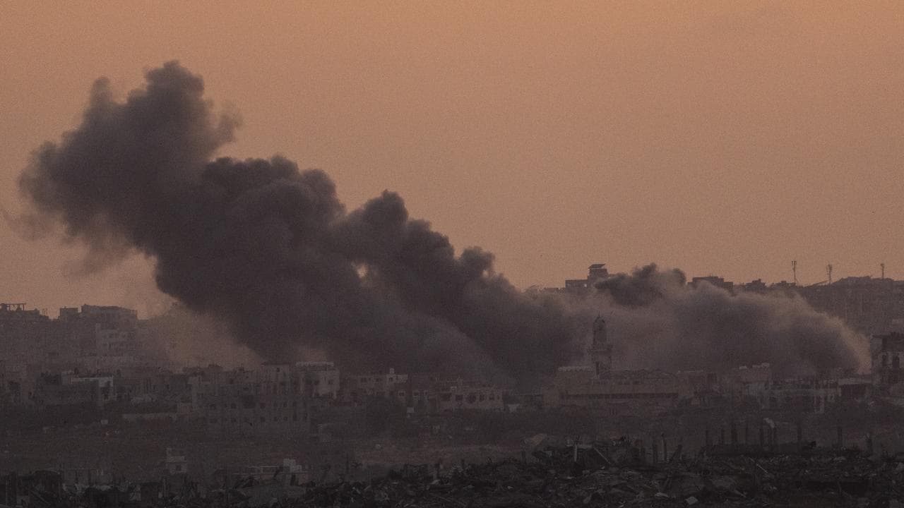 Smoke after an explosion in the Gaza Strip