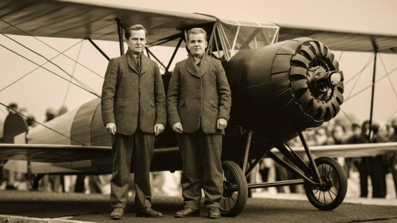 A fake AI image of the Wright brothers shared on a Facebook page.