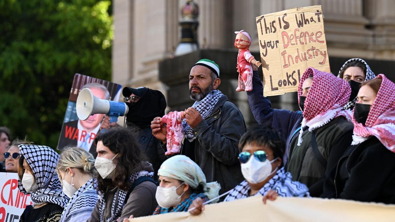 Protesters at the Parliament of Victoria