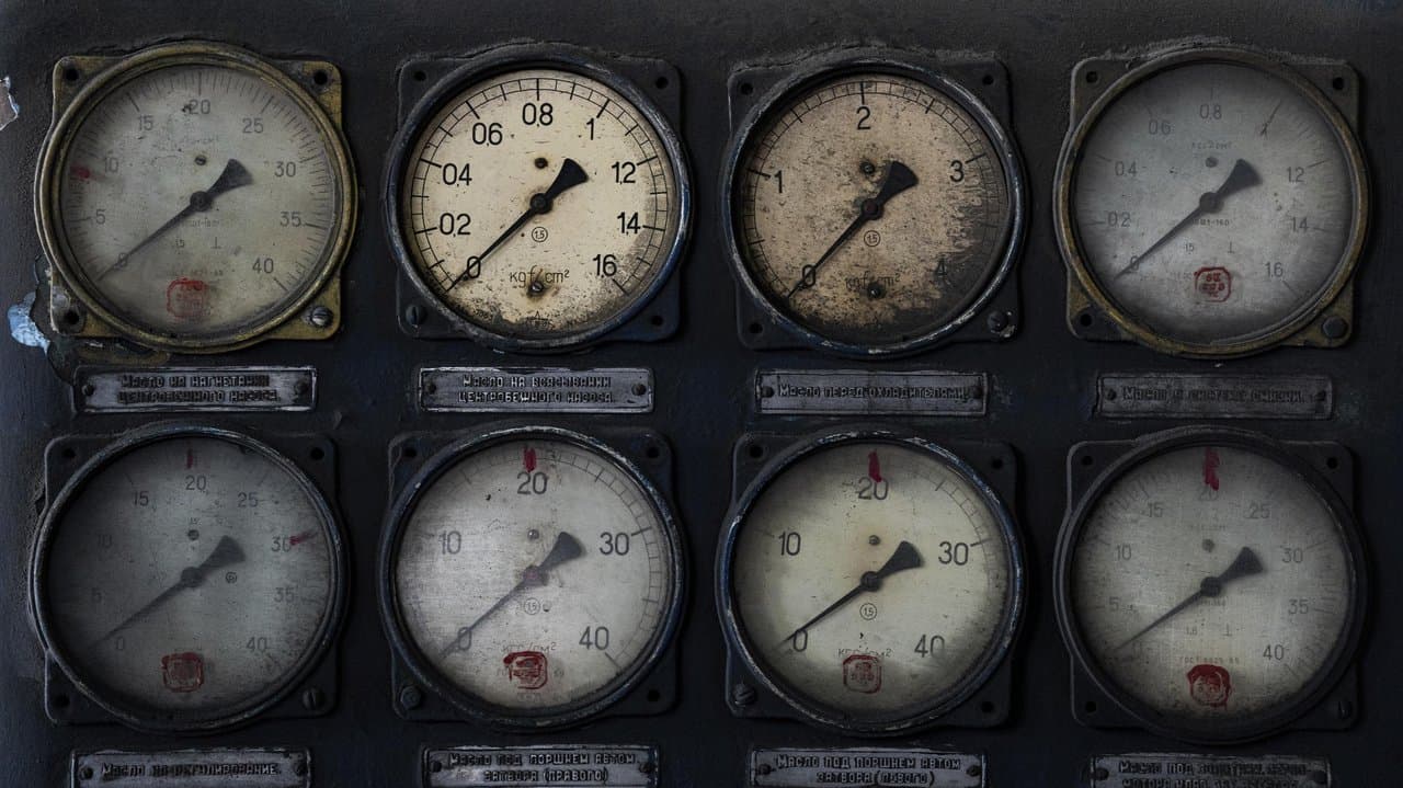 Oil pressure sensors after Russian attack at a power plant in Ukraine