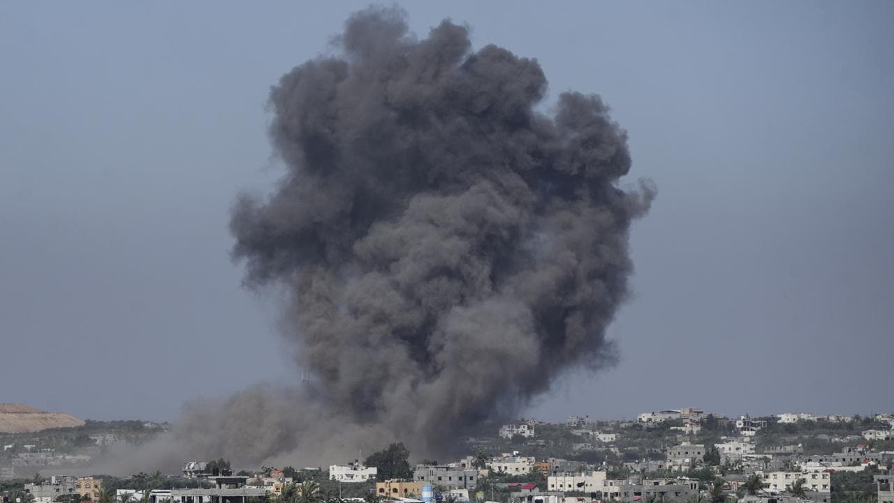 Smoke rises following an Israeli airstrike in Rafah, Gaza Strip