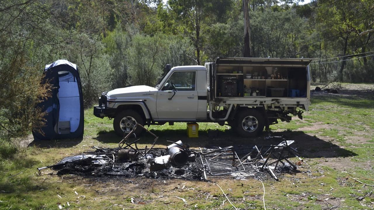 Photo of burnt out campsite tendered to court in Greg Lynn trial