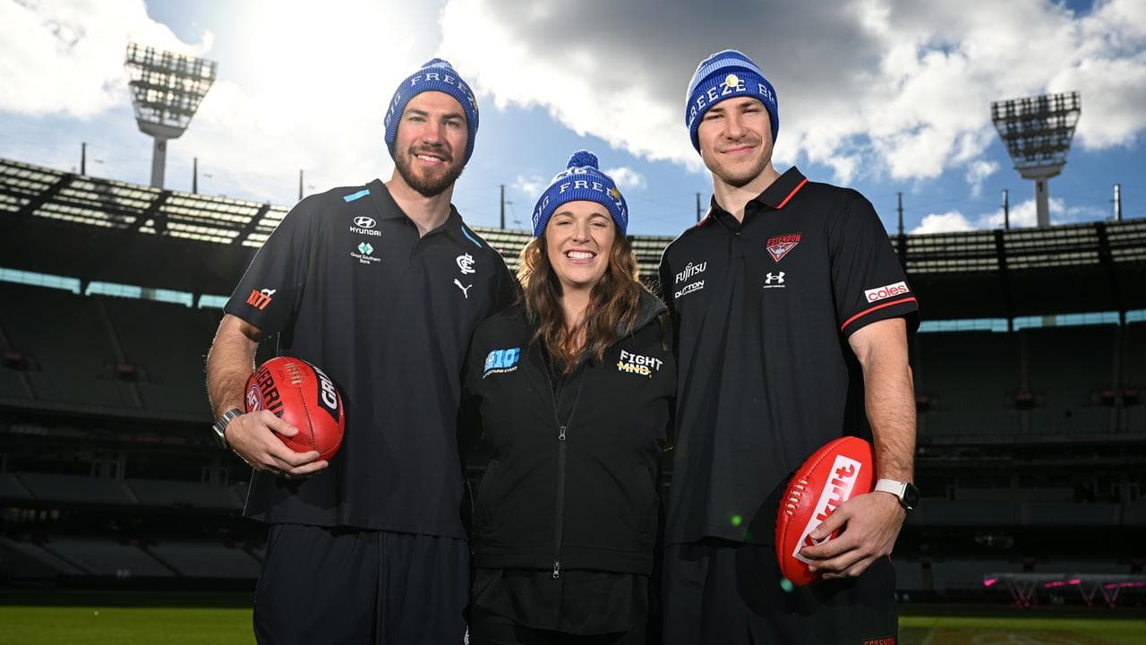 Harry and Ben McKay promoting the Big Freeze with Bec Daniher.