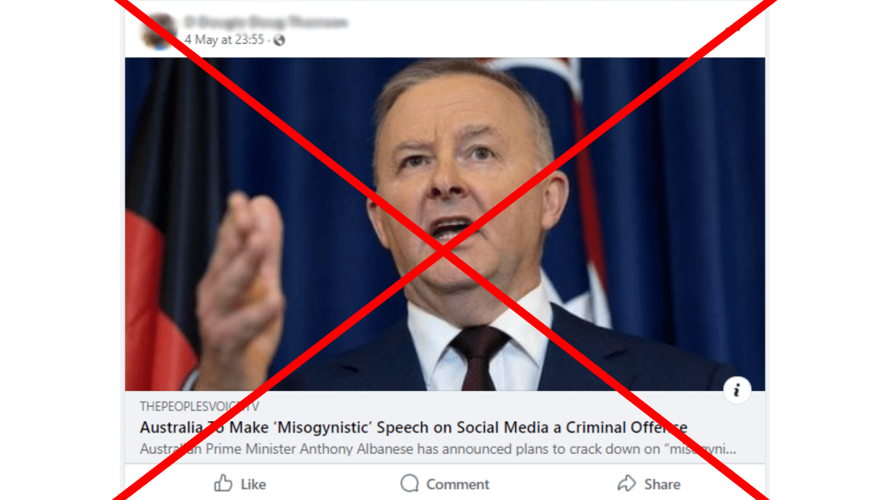 One of the Facebook posts featuring the incorrect article