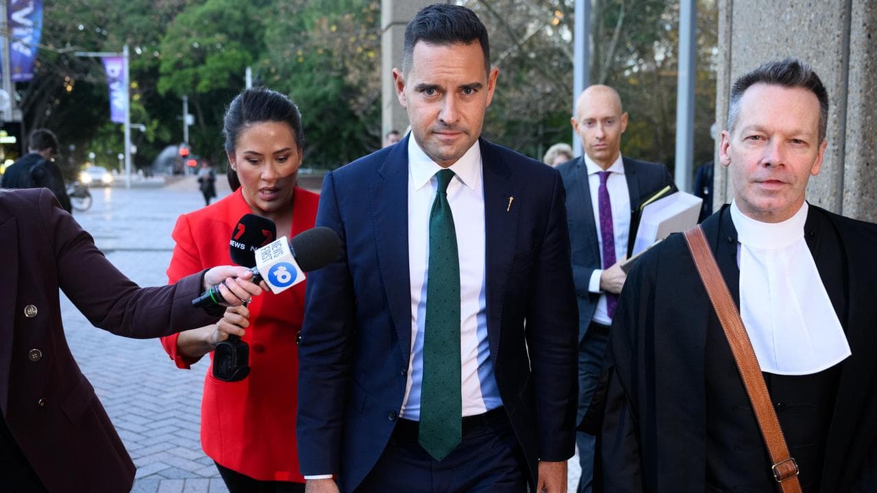 Alex Greenwich leaves the Federal Court of Australia in Sydney.