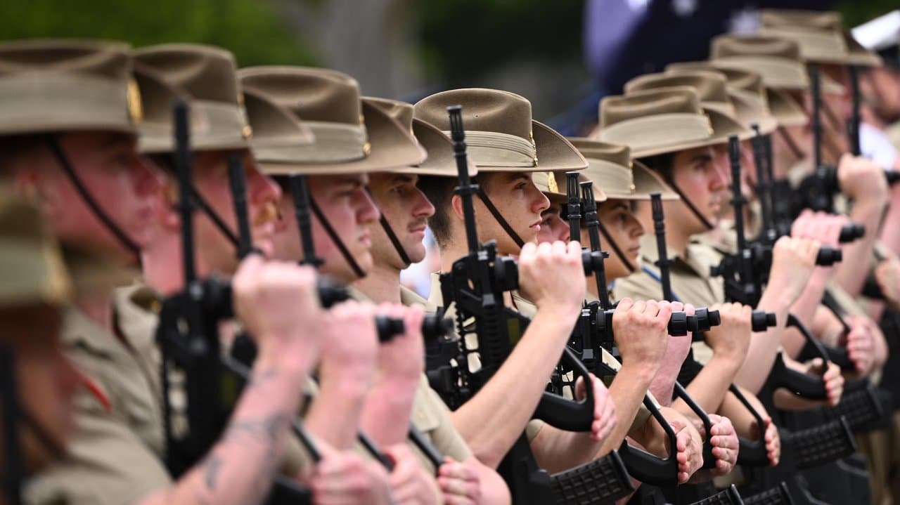 Defence personal at Shrine of Remembrance in Melbourne