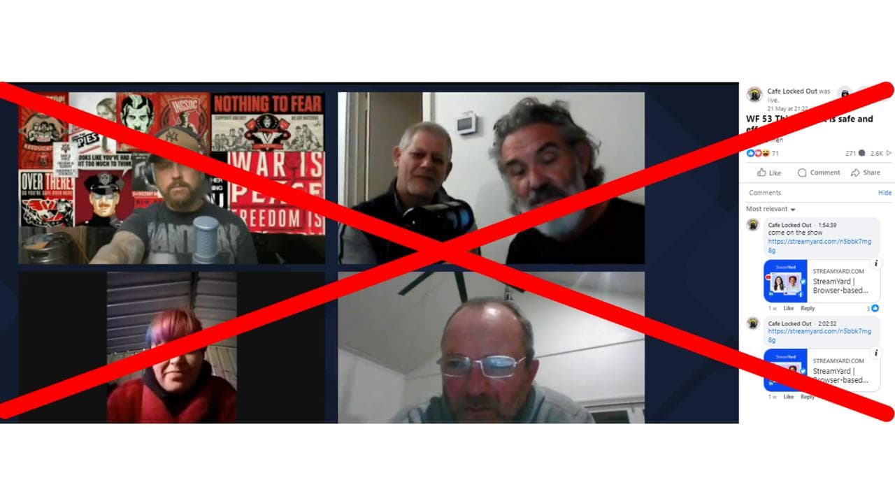 Facebook Cake Locked out video screenshot crossed out.