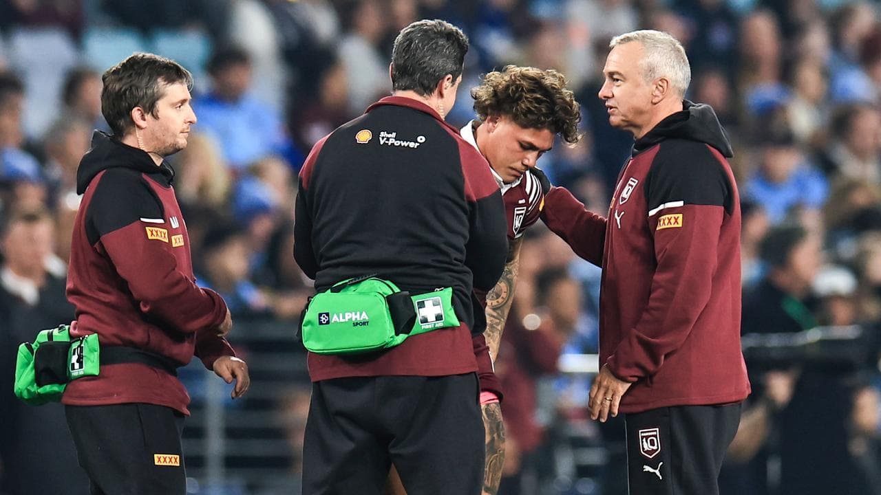 Maroons fullback Reece Walsh is assessed.