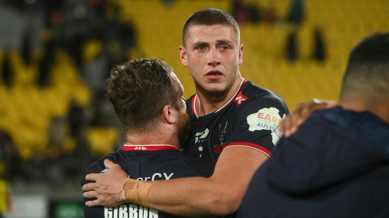 Rebels' Josh Canham in tears. 