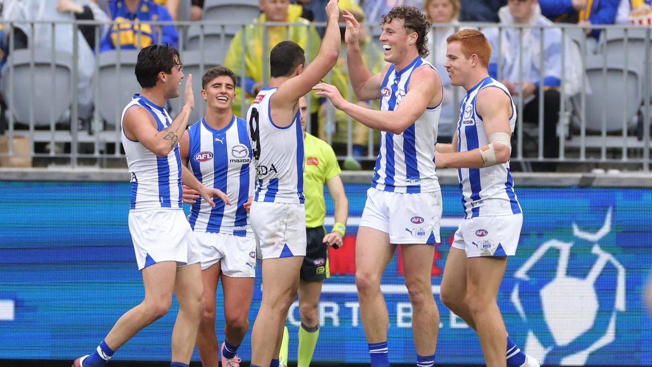 A five-goal haul from Nick Larkey (second right).