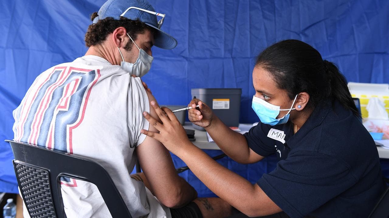 Person being vaccinated against COVID-19 in Brisbane, October 2021.