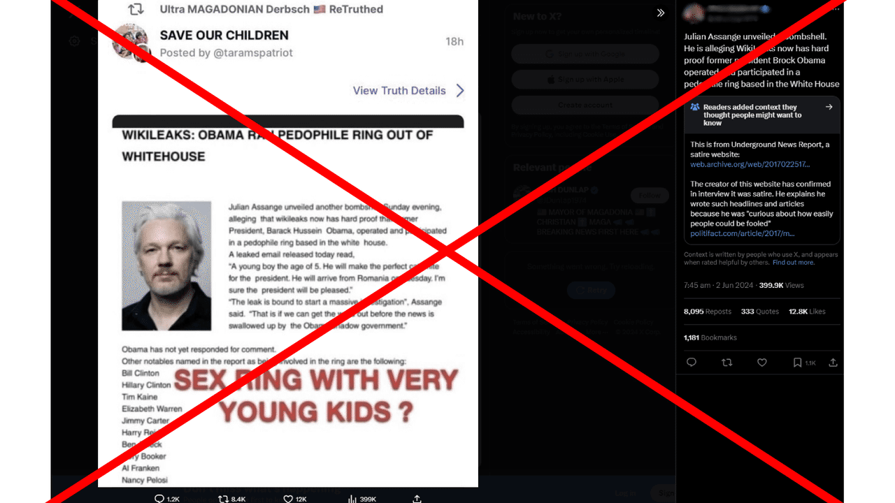 X post spreading the false claims