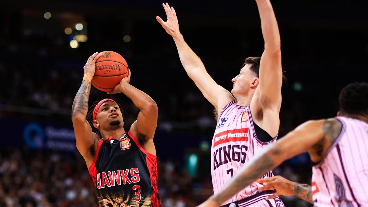 Action from Sydney Kings vs Illawarra Hawks in February 2024.