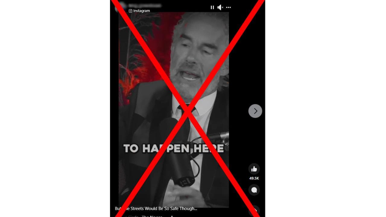 Crossed out Facebook reel featuring Jordan Peterson