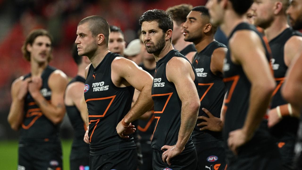 Dejected Giants players.