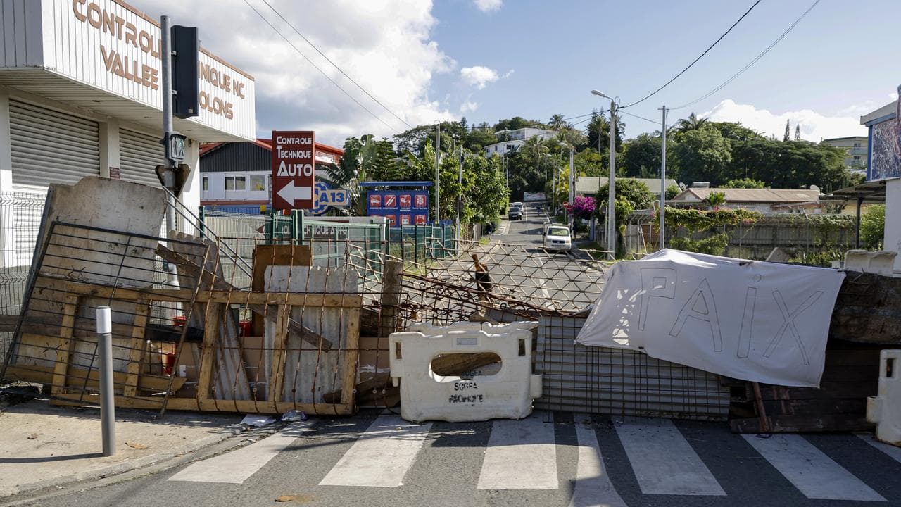 A road block in central Noumea, New Caledonia