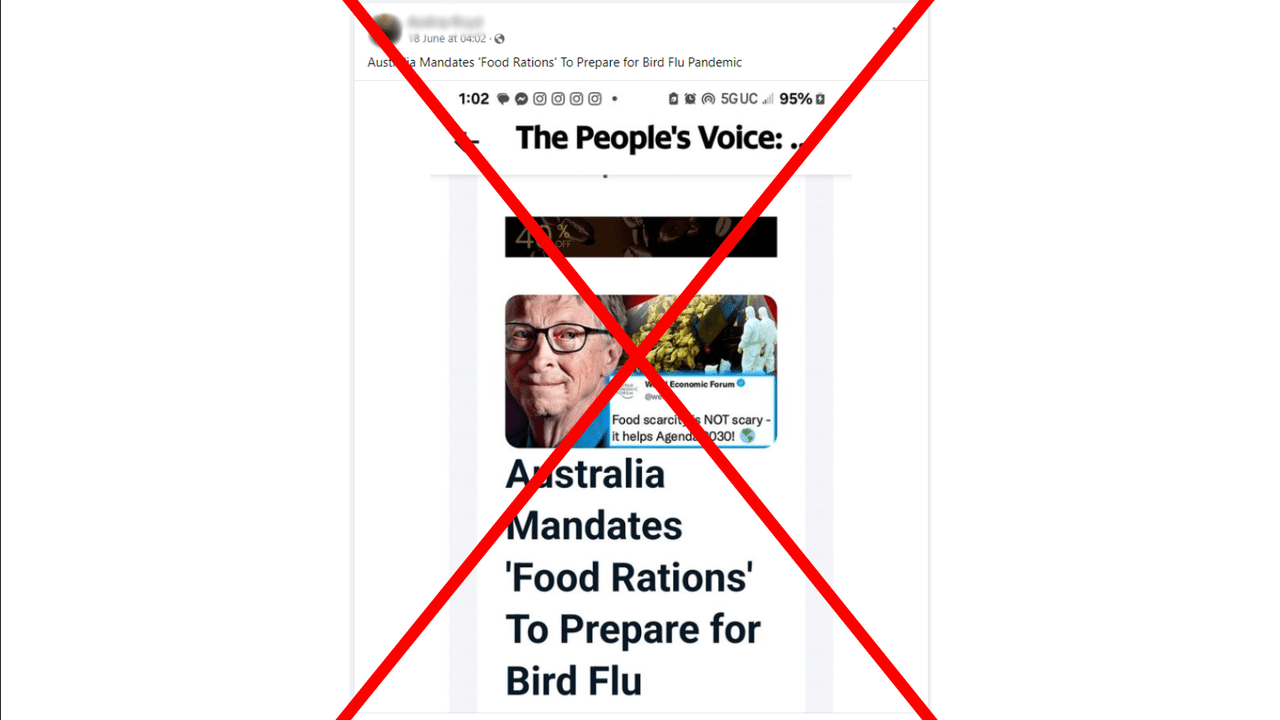 A Facebook post spreading the false claim