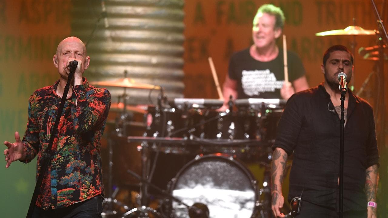 Midnight Oil performing at the Enmore Theatre