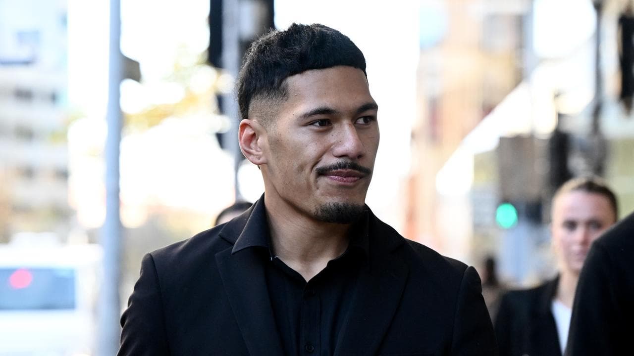 Former Dragons player Talatau Junior Amone arrives at court