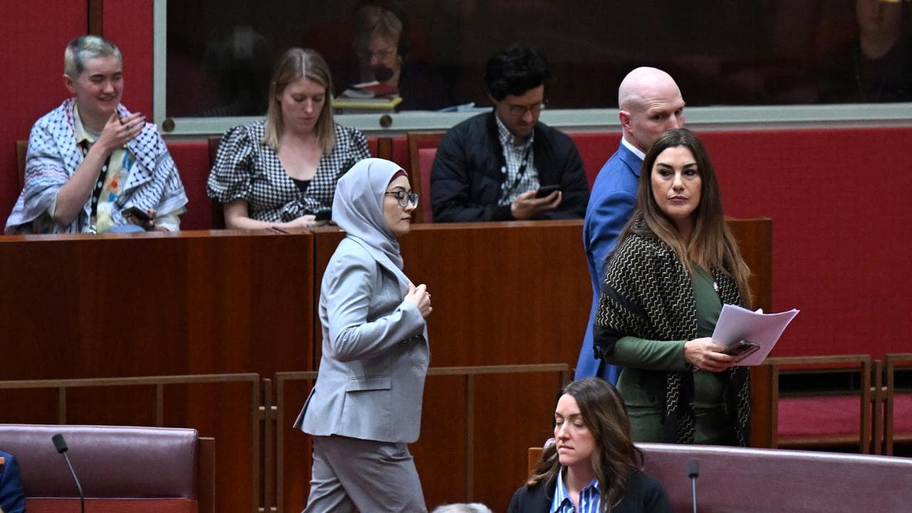 Fatima Payman crosses the floor in the senate.