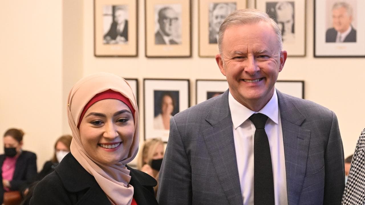 Labor senator Fatima Payman and Anthony Albanese